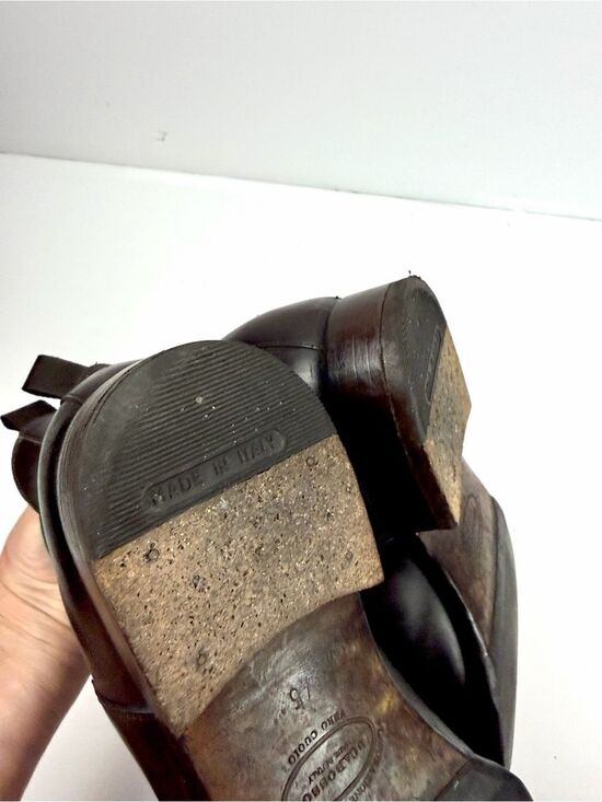 SCAROSSO Italy Giancarlo Chelsea Boots Brown Leather Green Side Panel sz 45 US12 main image 14